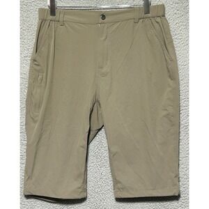 Baleaf Womens Bermuda Shorts L Capri Pull On Beige Zip Pocket Activewear Comfy